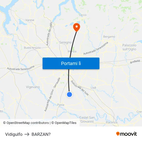 Vidigulfo to BARZAN? map