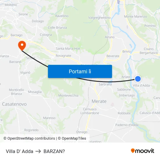 Villa D' Adda to BARZAN? map