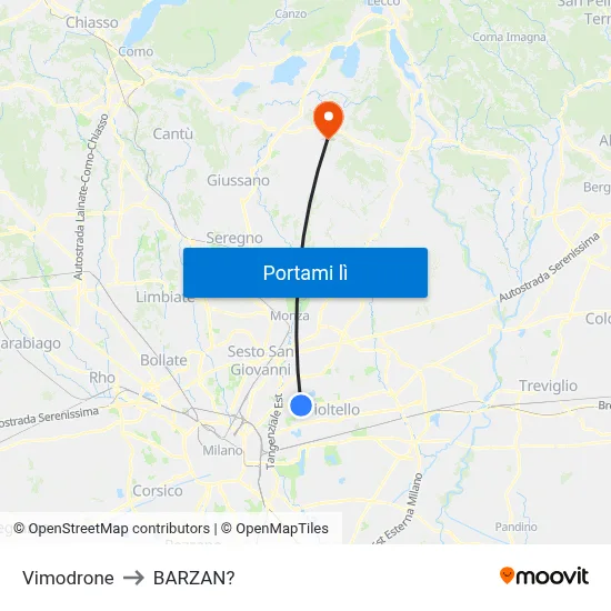 Vimodrone to BARZAN? map