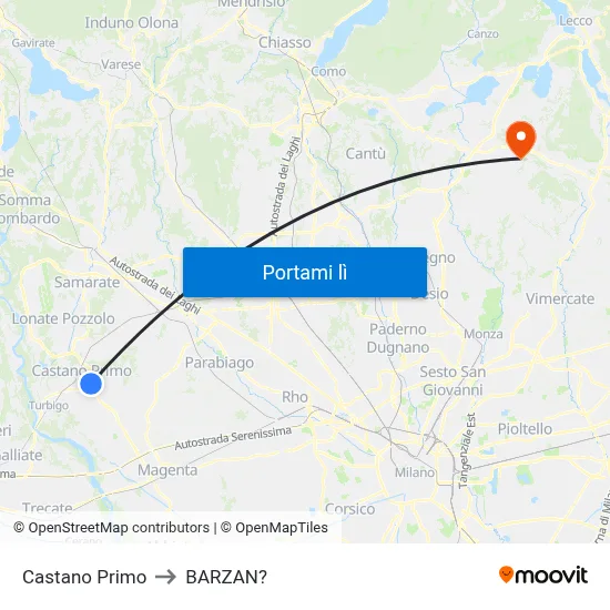 Castano Primo to BARZAN? map