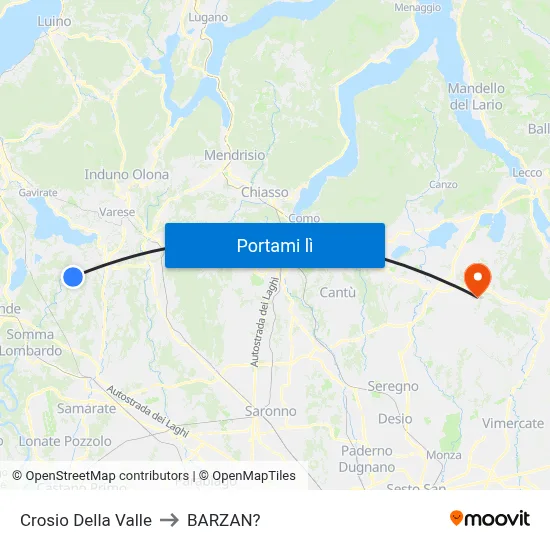 Crosio Della Valle to BARZAN? map