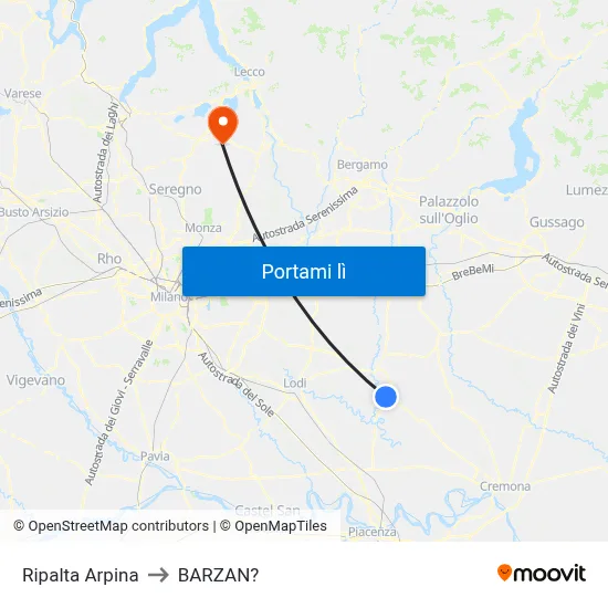 Ripalta Arpina to BARZAN? map