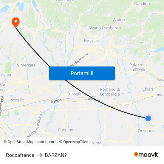 Roccafranca to BARZAN? map