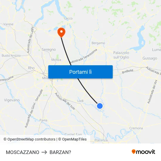 MOSCAZZANO to BARZAN? map