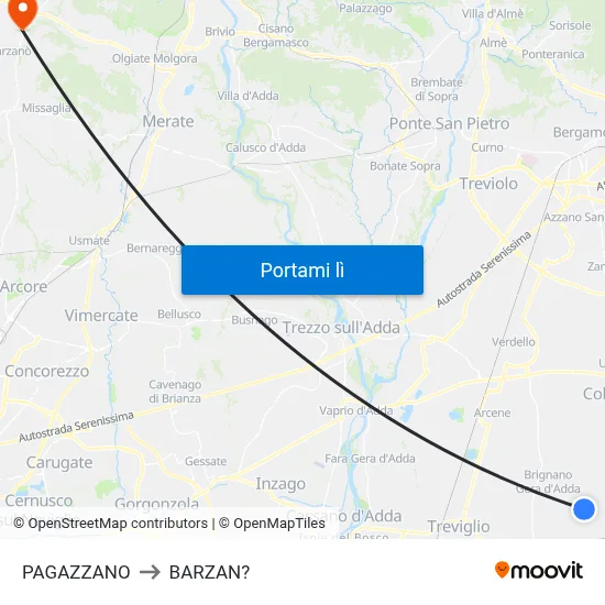 PAGAZZANO to BARZAN? map