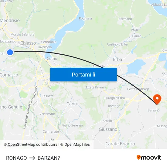 RONAGO to BARZAN? map