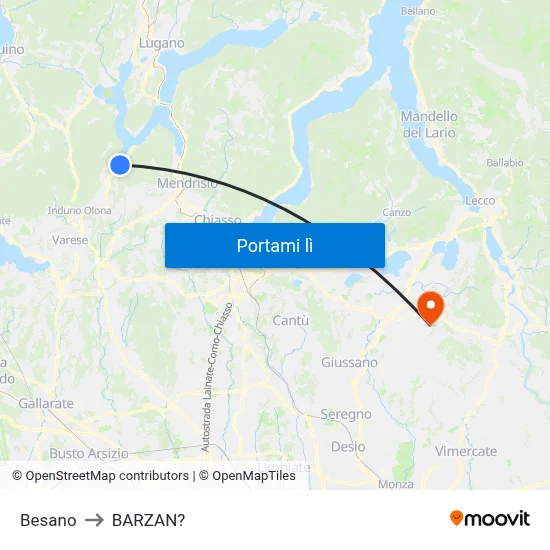 Besano to BARZAN? map