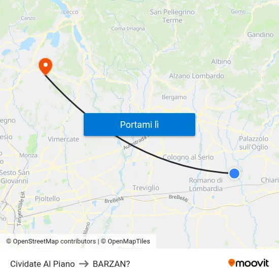 Cividate Al Piano to BARZAN? map