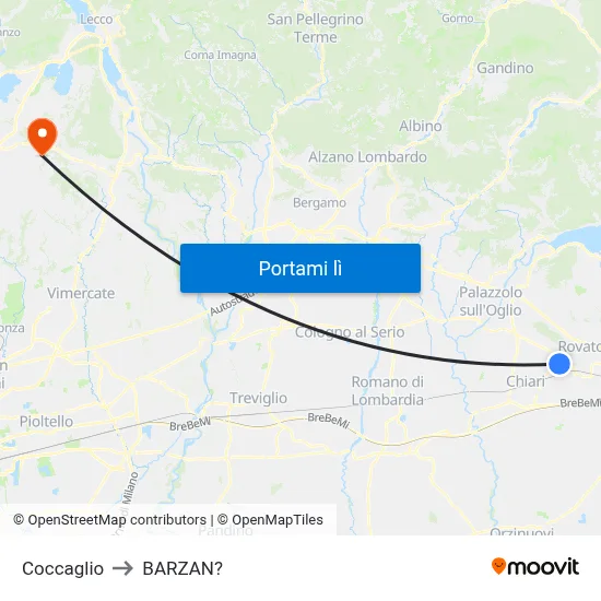 Coccaglio to BARZAN? map