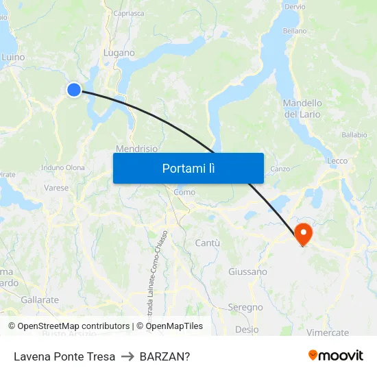 Lavena Ponte Tresa to BARZAN? map