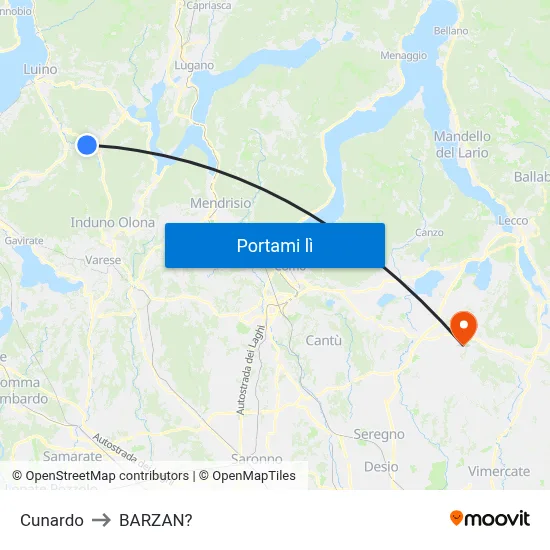 Cunardo to BARZAN? map