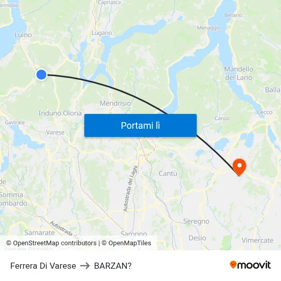 Ferrera Di Varese to BARZAN? map