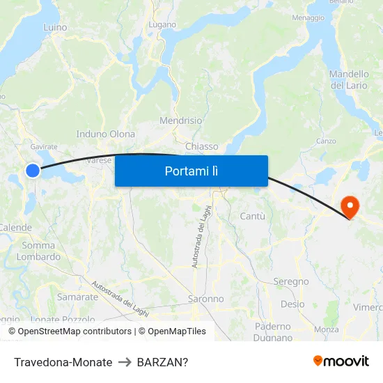 Travedona-Monate to BARZAN? map