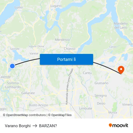 Varano Borghi to BARZAN? map