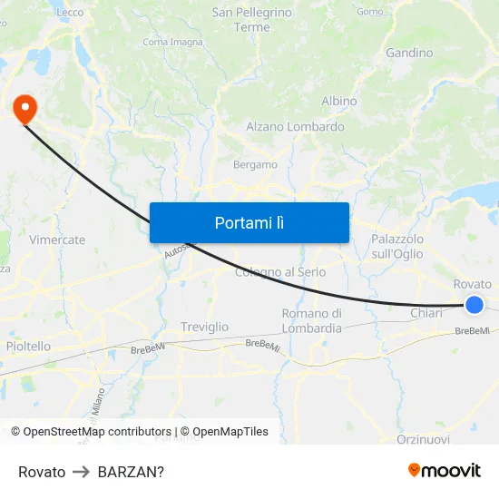 Rovato to BARZAN? map