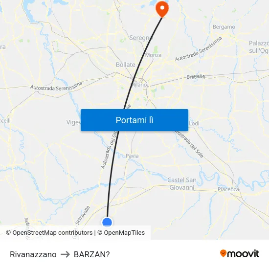 Rivanazzano to BARZAN? map