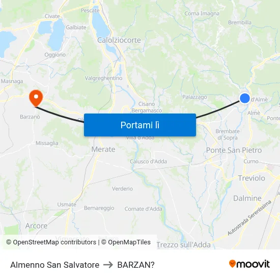 Almenno San Salvatore to BARZAN? map