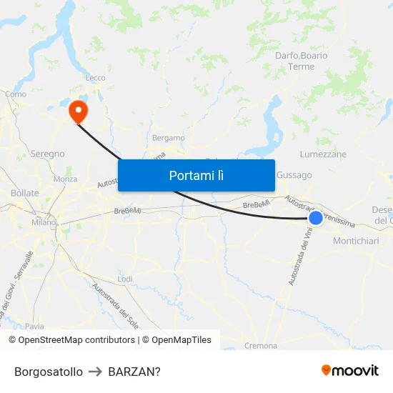 Borgosatollo to BARZAN? map