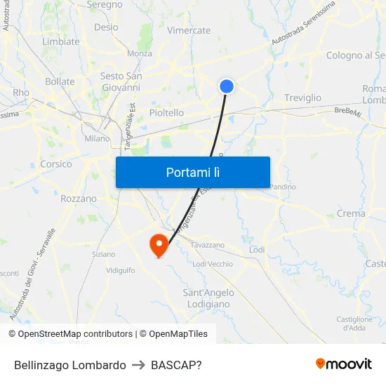 Bellinzago Lombardo to BASCAP? map