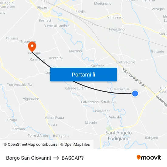 Borgo San Giovanni to BASCAP? map