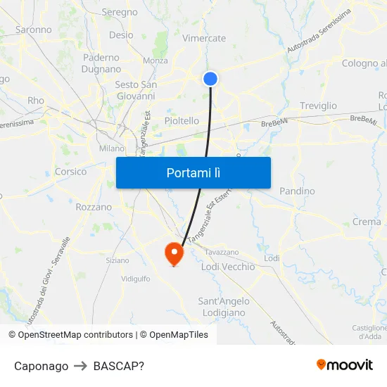 Caponago to BASCAP? map