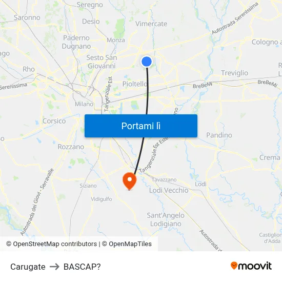 Carugate to BASCAP? map