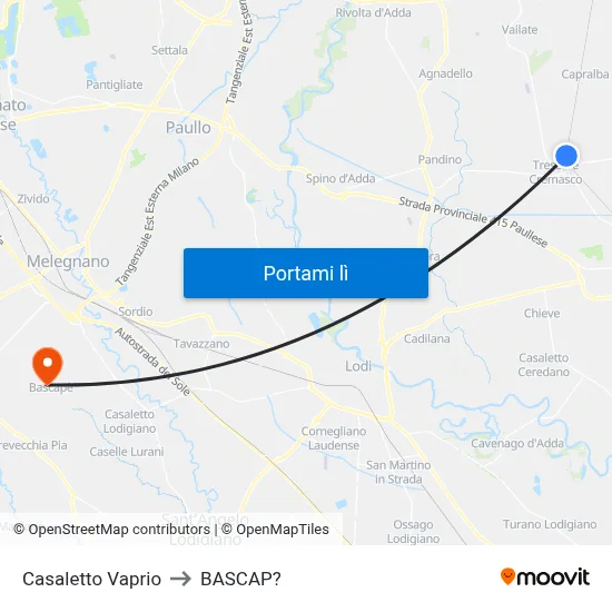 Casaletto Vaprio to BASCAP? map