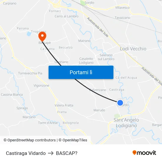 Castiraga Vidardo to BASCAP? map