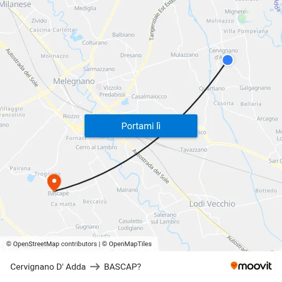 Cervignano D' Adda to BASCAP? map
