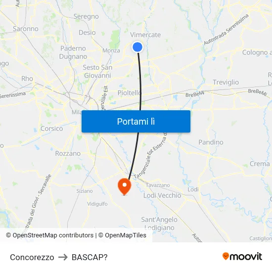 Concorezzo to BASCAP? map