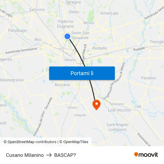 Cusano Milanino to BASCAP? map