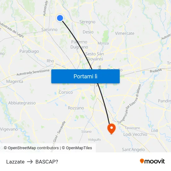 Lazzate to BASCAP? map