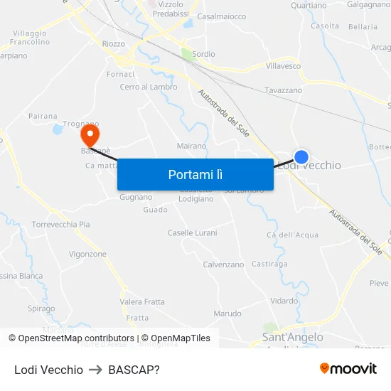 Lodi Vecchio to BASCAP? map