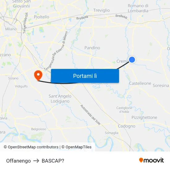 Offanengo to BASCAP? map