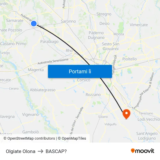 Olgiate Olona to BASCAP? map