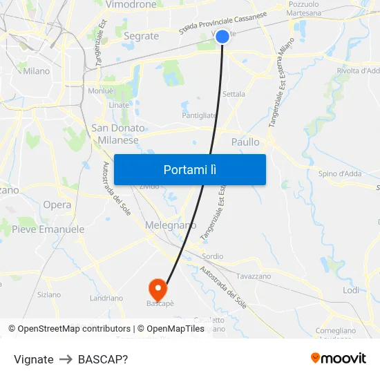 Vignate to BASCAP? map
