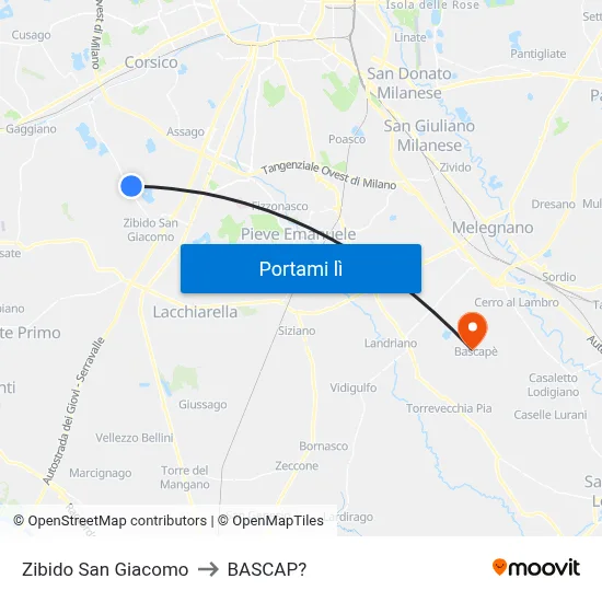 Zibido San Giacomo to BASCAP? map