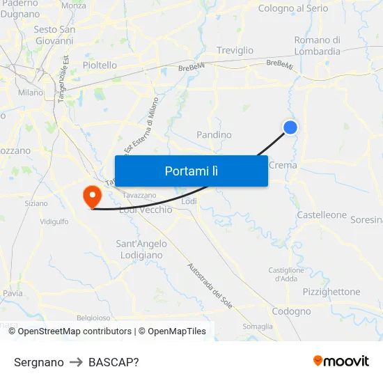 Sergnano to BASCAP? map