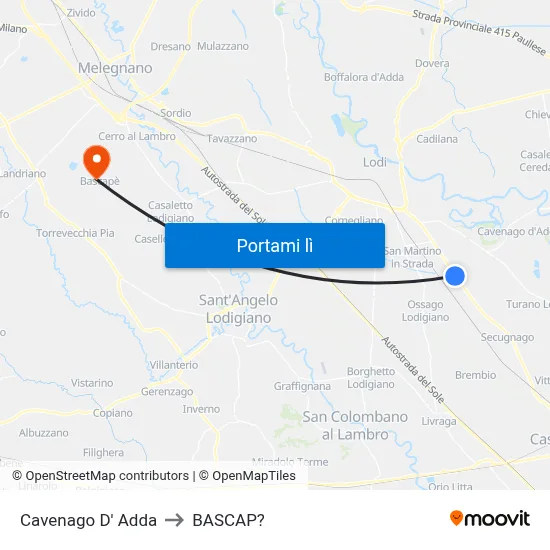 Cavenago D' Adda to BASCAP? map