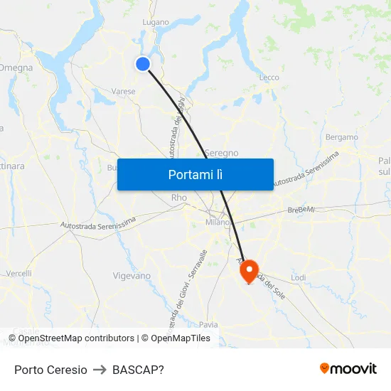 Porto Ceresio to BASCAP? map