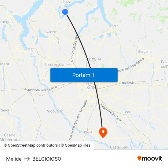 Melide to BELGIOIOSO map