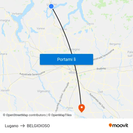 Lugano to BELGIOIOSO map