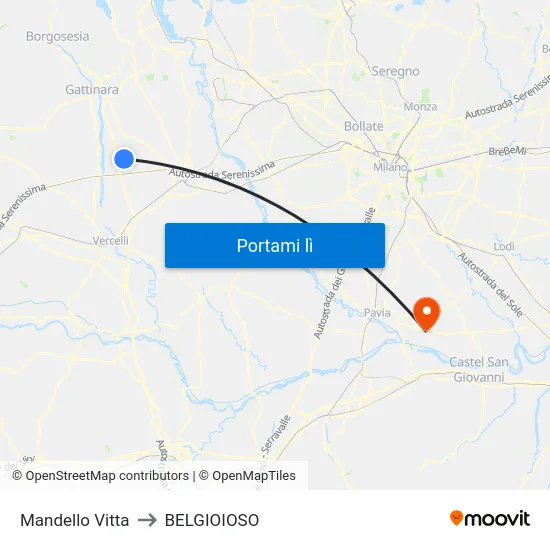 Mandello Vitta to BELGIOIOSO map