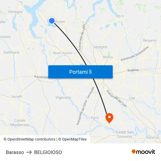 Barasso to BELGIOIOSO map