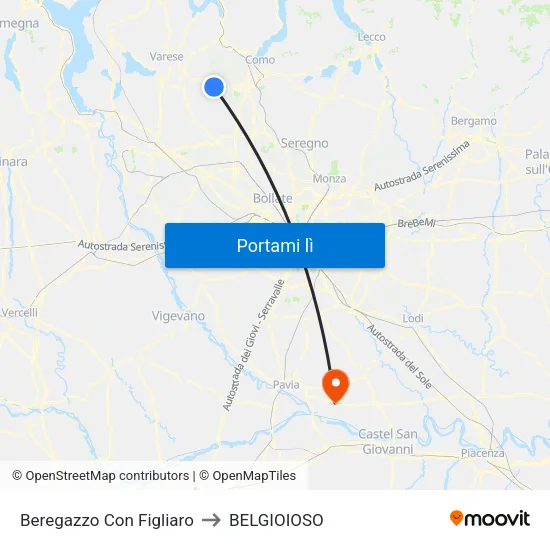 Beregazzo Con Figliaro to BELGIOIOSO map