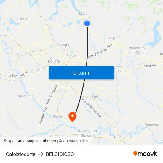 Calolziocorte to BELGIOIOSO map