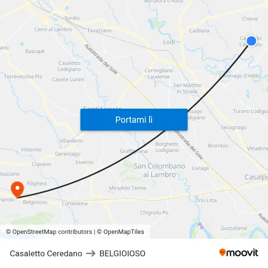 Casaletto Ceredano to BELGIOIOSO map