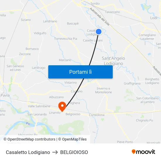 Casaletto Lodigiano to BELGIOIOSO map