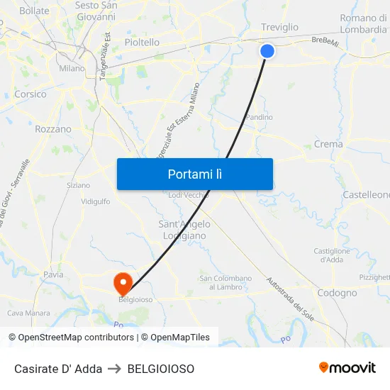 Casirate D' Adda to BELGIOIOSO map
