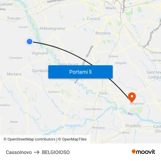 Cassolnovo to BELGIOIOSO map